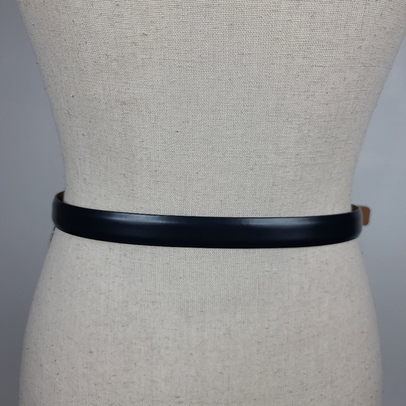 Brooks Brothers Black Leather Solid Brass Gold-Tone Buckle Belt With Logos - Picture 3 of 12